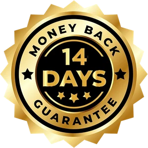 14 days money back guarantee seal.
