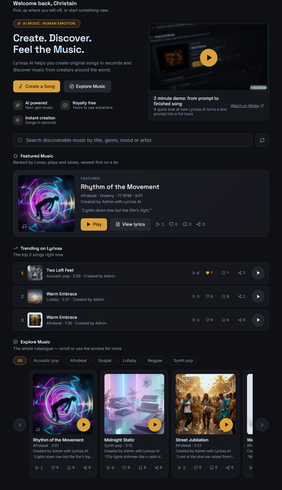 Public catalog home with featured and trending sections