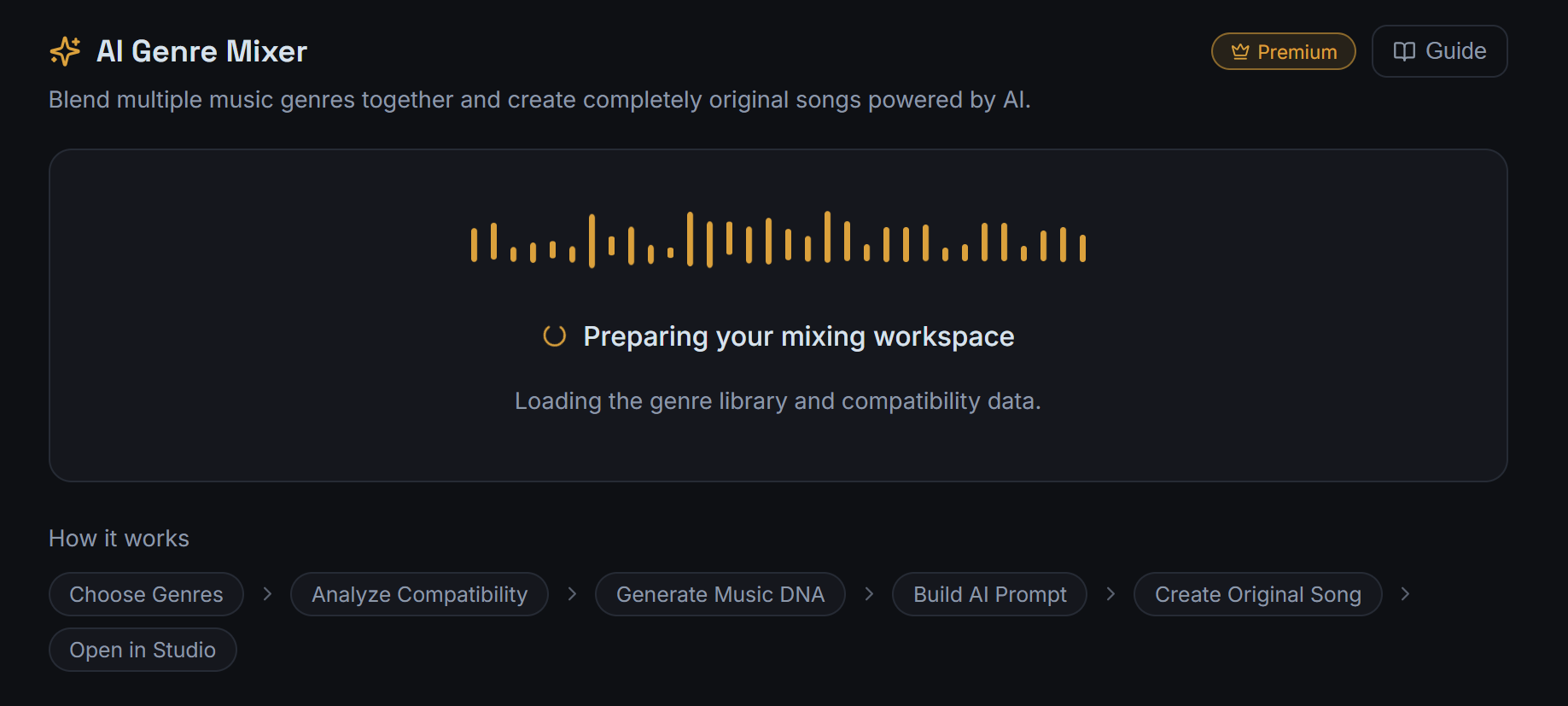 AI Genre Mixer with genre selection and compatibility score